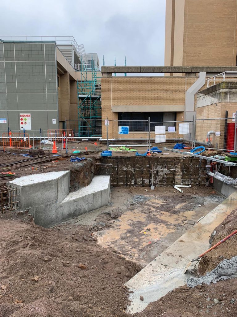 Concrete Foundation Work - Canberra Hospital Extension Canberra Hospital Extension Project: Concrete foundation construction by Ormond Civil and Multiplex.